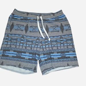 Mossimo Mens Blue Gray Geometric Southwestern Knit Shorts M Drawstring